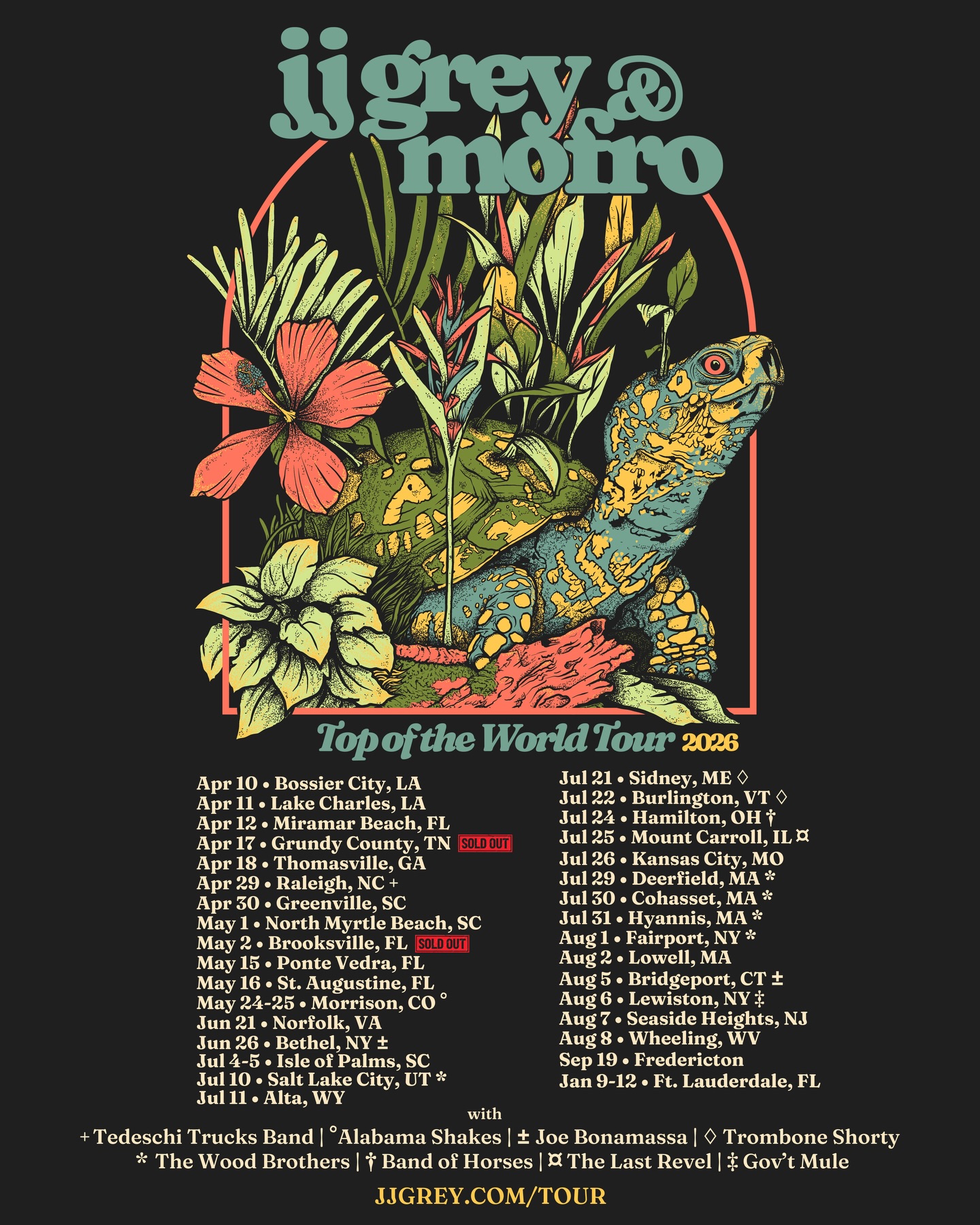 JJ Grey & Mofro Top of the World Tour Poster 2026